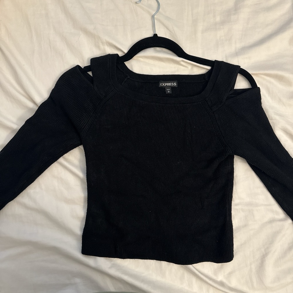 Express Black Off-the-Shoulder Sweater
